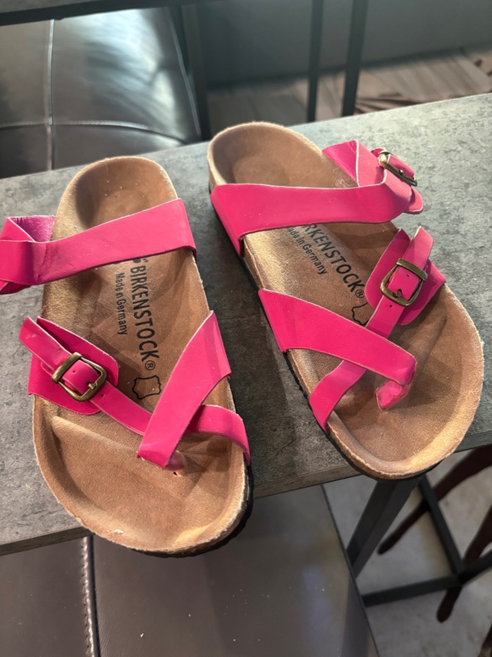 Birkenstock Hot Pink Crisscross Buckle Sandals
